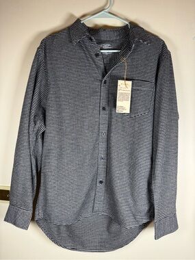 MUJI Organic Cotton Flannel Shirt Men’s Medium Gray Gingham NWT